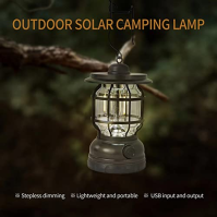 SEENVLOG LED vintage camping lucerna 1000LM solární a USB dobíjecí COB přenosné vodotěsné nouzové světla lampa baterka s závěsný